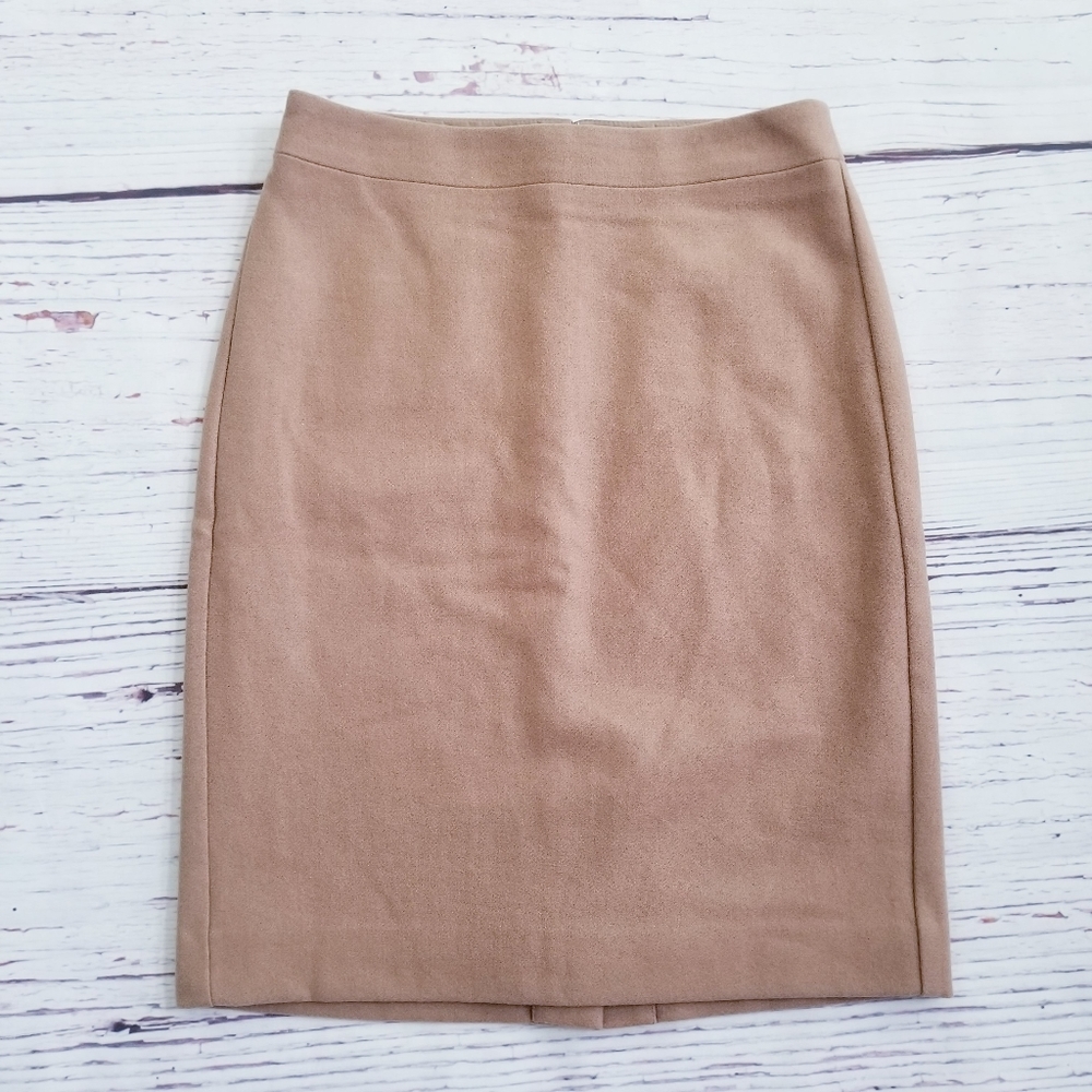 J.Crew The Pencil Skirt 70% Wool Tan Beige - Picture 3 of 7